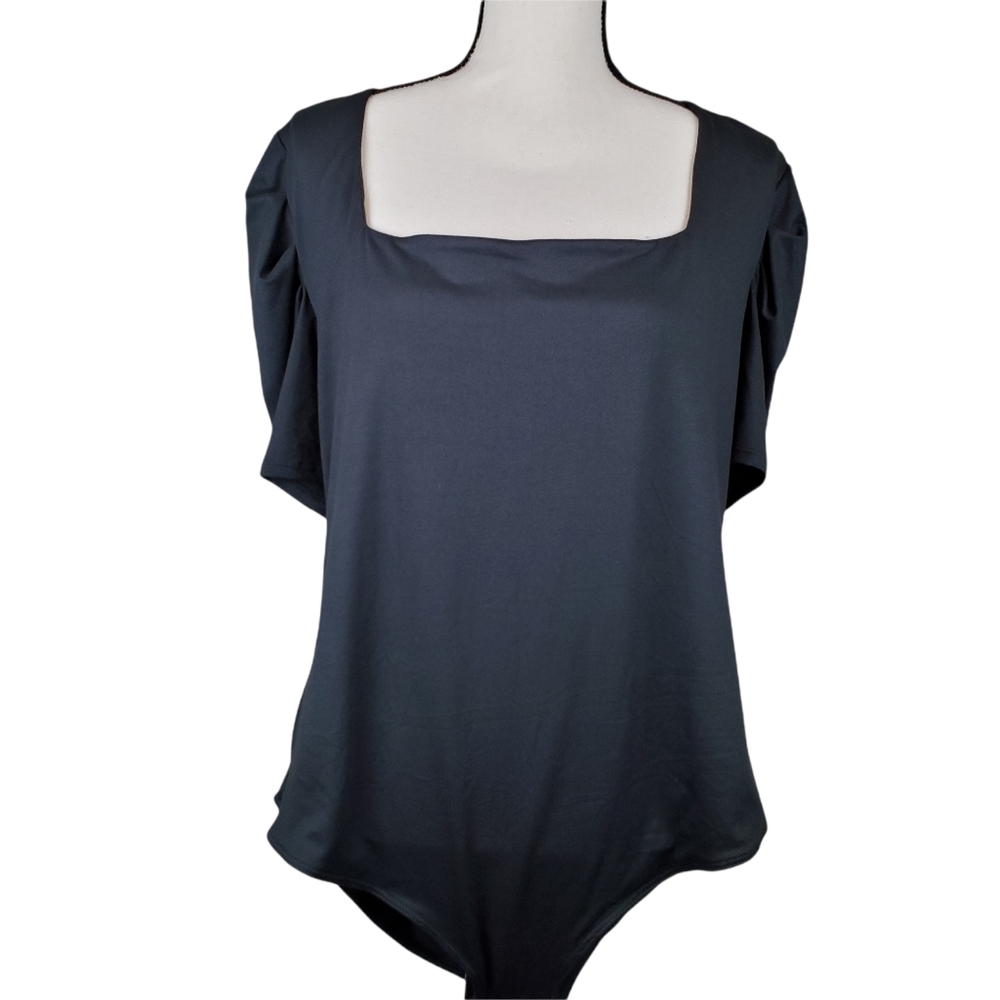 Socialite Curve Black Bodysuit Puff Sleeve Size 2X